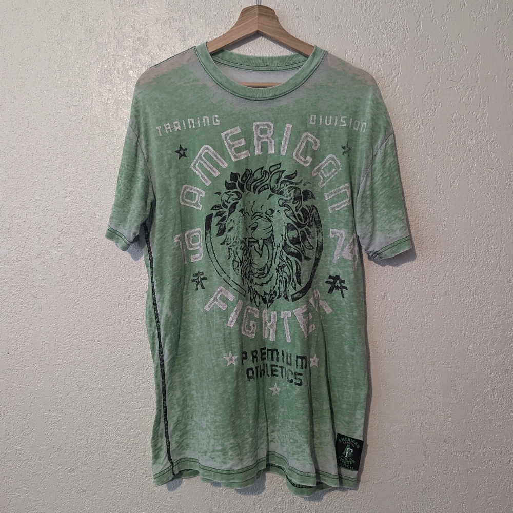 American fighter affliction Y2K green tee shirt.